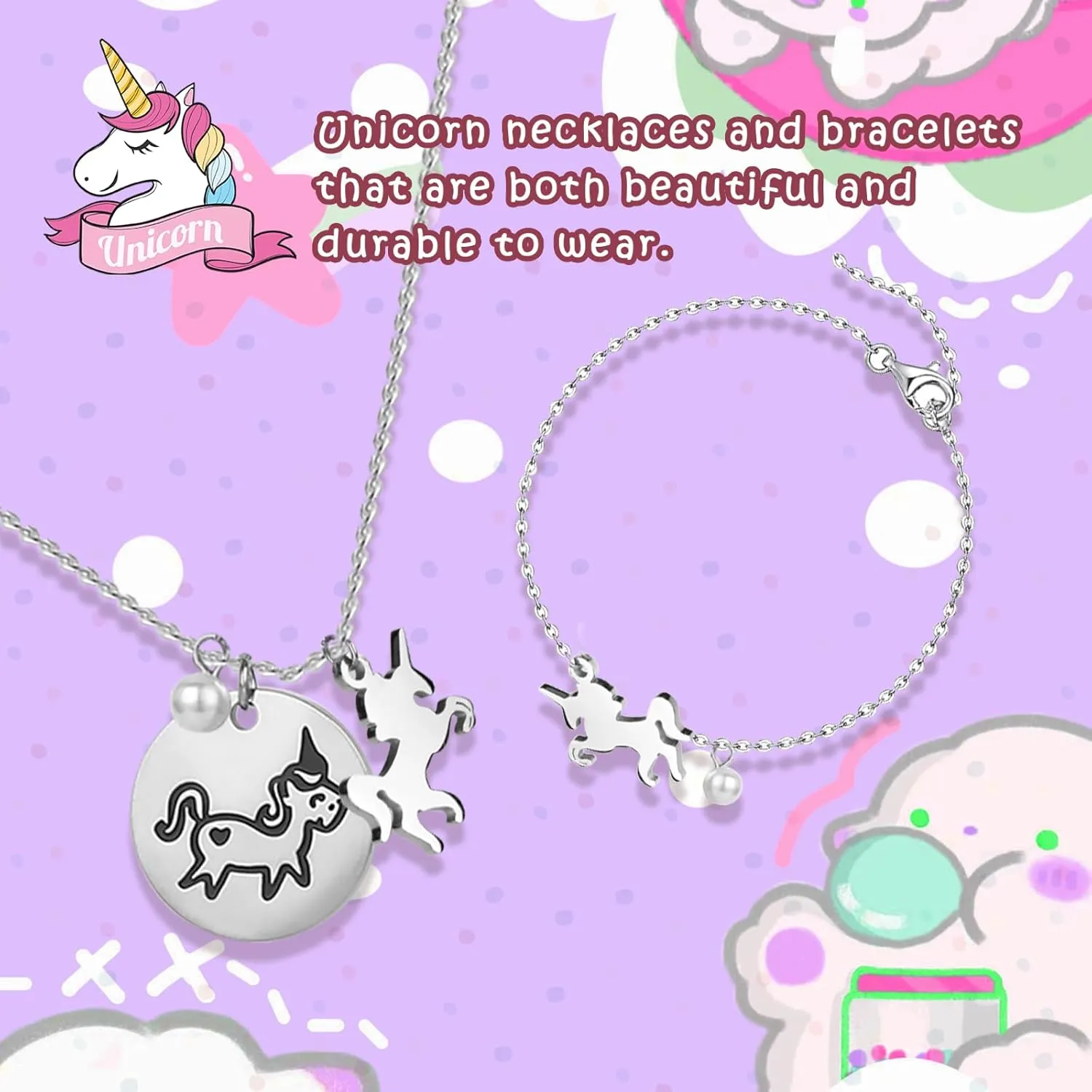 Door Spinning Ballerina Unicorn Necklace & Bracelet Set Children Jewelry Organizer for Girls Kids Birthday Christmas Gift Purple Large Jewelry Box for Girls 5-Layer Music smile religiously prosperous Box with Swing 