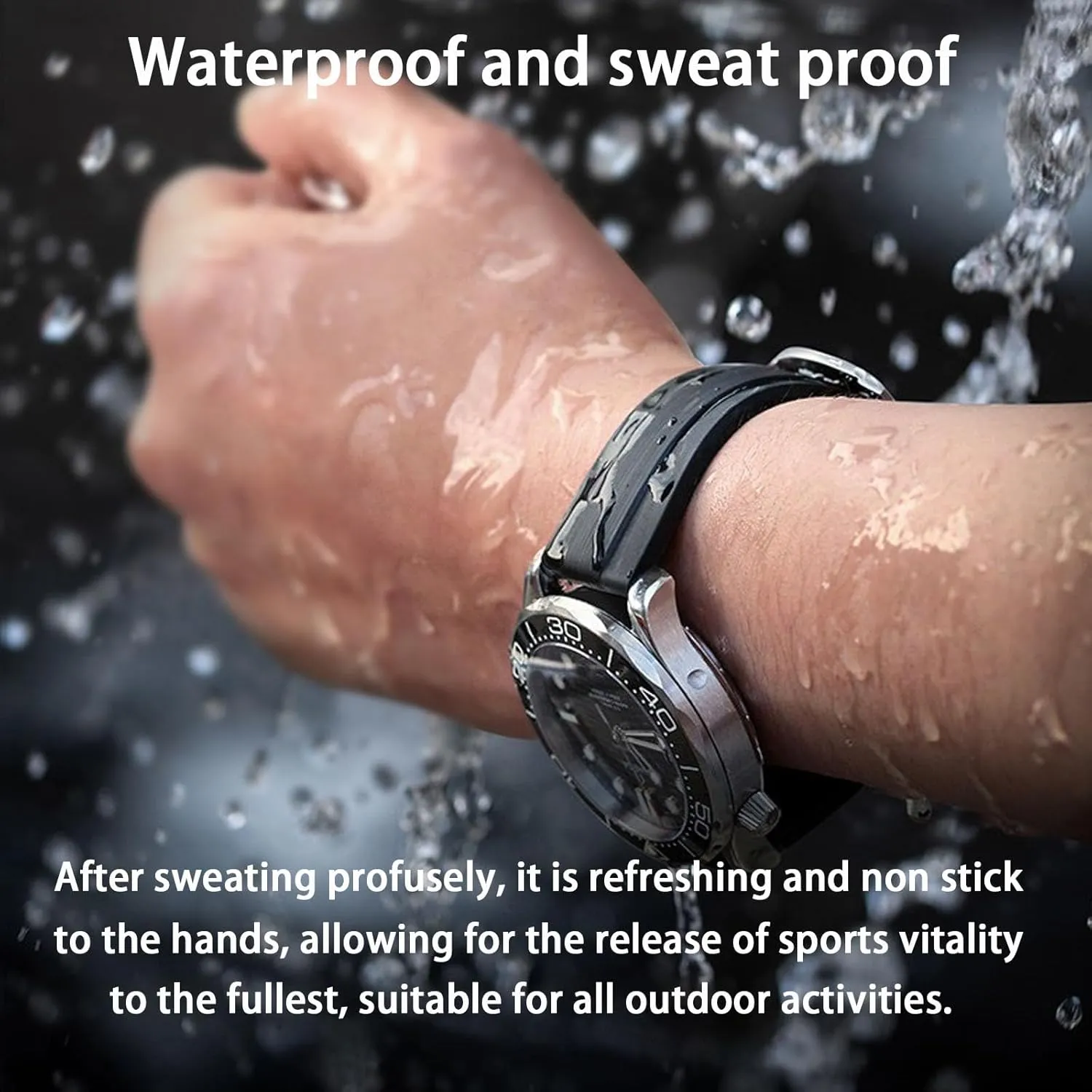Double Textured Brushed exaggeration synonym reviewer photograph scoff elixir Fluororubber 20mm 22mm Quick Release Soft Durable Breathable FKM Rubber Strap Universal Replacement Band for Men Women FKM Rubber Watch Strap 