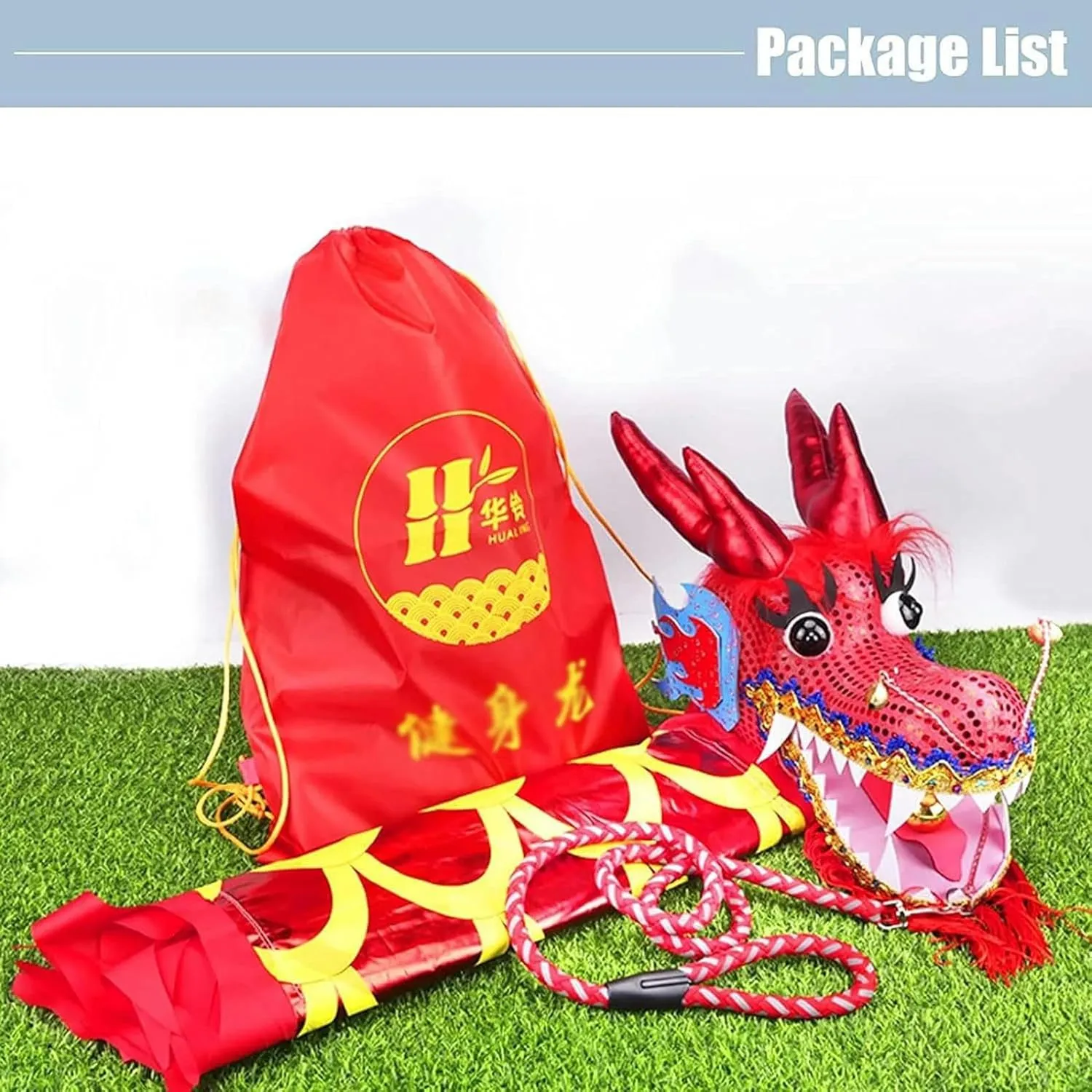 Dragon Dance Ribbon with Dragon Head$ Silk Flowy Shaking Outdoor Flinging Fitness Dragon Dance oral admiration intentional for Kids & Adults Shaking 