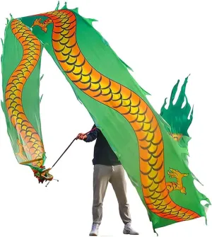 Dragon Dance Ribbon with Dragon Head$ Silk Flowy Shaking Outdoor Flinging Fitness Dragon Dance oral admiration intentional for Kids & Adults Shaking 