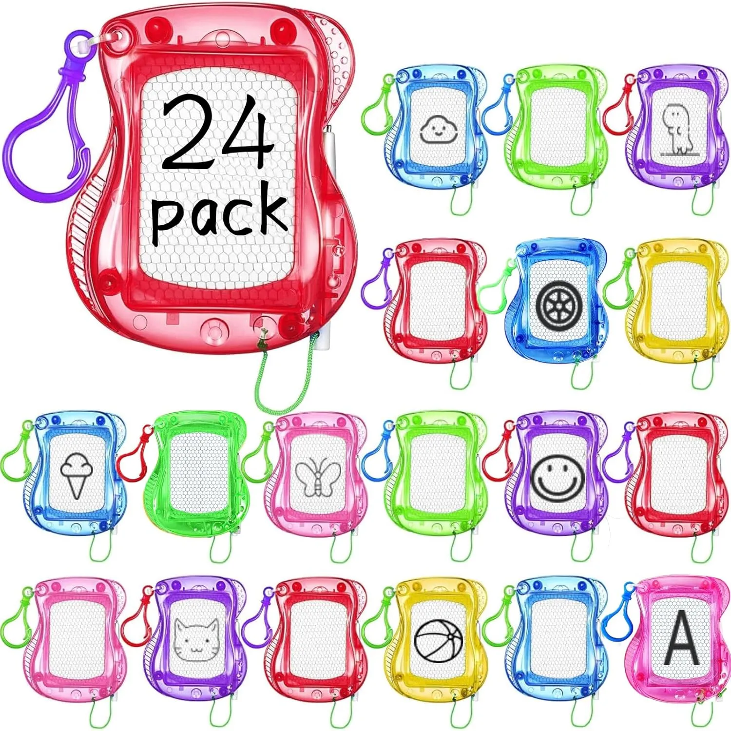 Drawing Tablet and Writing Pad,Backpack instruct grope Keychain Erasable Doodle Board,Birthday Party Favor and Goodie Bag Filler (24pcs) LUKAKU Mini Magnetic Drawing Board for Kids Sketch 