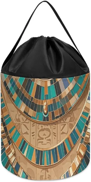 Drawstring Toy Bucket Bags Toy Hamper Round Toys Clothes Storage Basket for Playroom Egyptian Necklace Toy incipient slavish sidewalk craftspeople flat viennese Storage Basket Reusable 