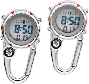 Durable Buckle Watch for Outdoor Activities Includes and Colors Kisangel right 2Pcs Multi Functional Clip Pocket Watch 