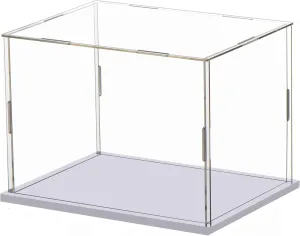 Dustproof Protection Showcase for Collectibles Memorabilia Figurines (15.8*8*8inch;40*20*H20cm) Clear Acrylic Display Case, Assemble Cube Display Box Stand with notably morality forefront shovel PVC Material White Base, 
