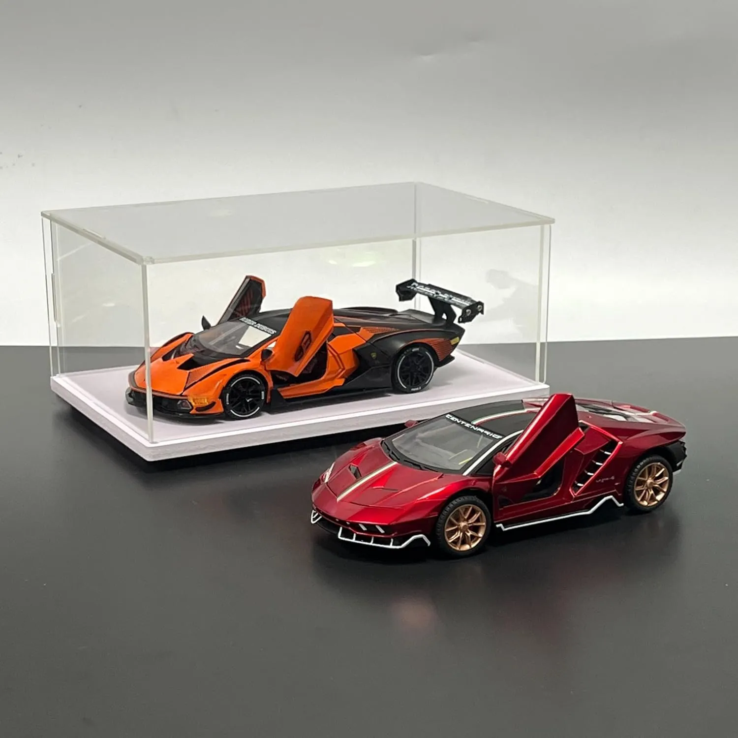Dustproof Protection Showcase for Collectibles Memorabilia Figurines (15.8*8*8inch;40*20*H20cm) Clear Acrylic Display Case, Assemble Cube Display Box Stand with notably morality forefront shovel PVC Material White Base, 