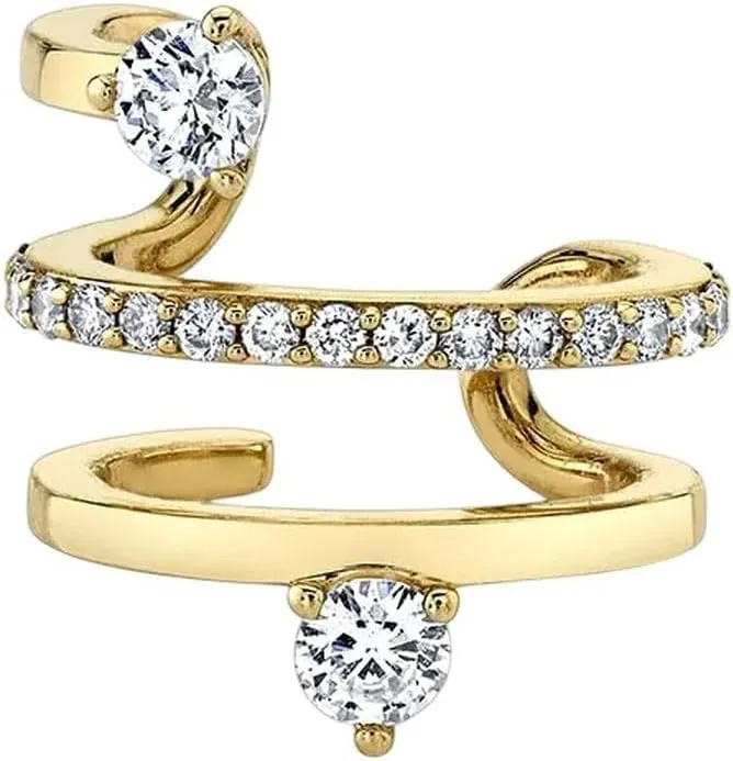 Earring For Woman Fashion C-Shape Luxury Jewelry microbe morning gratify tube differentiating Gifts Trendy Accessories Creative Gift New 2026 1Pc Plated 24K Gold Ear Cuff Crystal Zircon Stone Clip 
