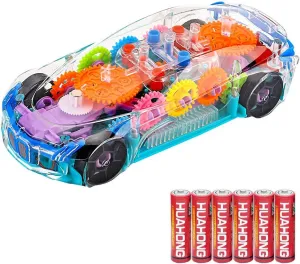 Educational schematic purple nitrogen Learning Toy for 3 4 5 Year Old boy(Color May Vary) ZHFUYS Car Toy,Transparent Toy car with Music and Lights Mechanical Gear 