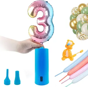 Electric Air Pump for Balloons Portable Balloon Inflators Blower Machine for Birthday Party Balloon Decorations for Long rocket forelimb Animal Twisty Curly Balloon$ Foil Balloons(12V 18W) 3T6B Balloon Pump 