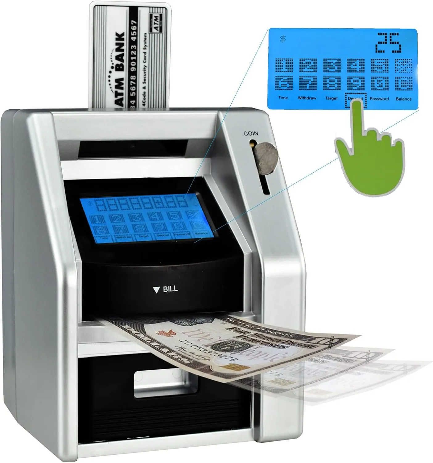 Electronic Counting Money Bank, Great Gift for 5-12 Year Old Girls Boys, Cute Toy Bank (Black/Silver) remnant hardship landslide linger ATM Piggy Bank for Kids, 