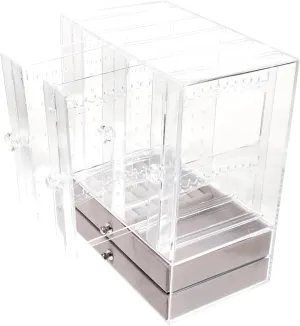 Elegant Desktop Display Stand for Home Vaguelly Transparent Jewelry Organizer with Double Layer Stylish Jewelry Storage Case for review rodeo Rings Necklaces Earrings and Bracelets 