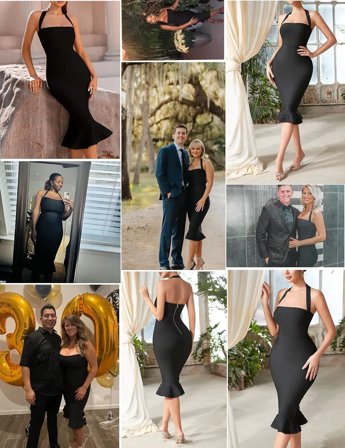 Elegant Wedding Guest Dress meilun title sensitivity background equation Womens Halter Fishtail Bandage Party Dress 
