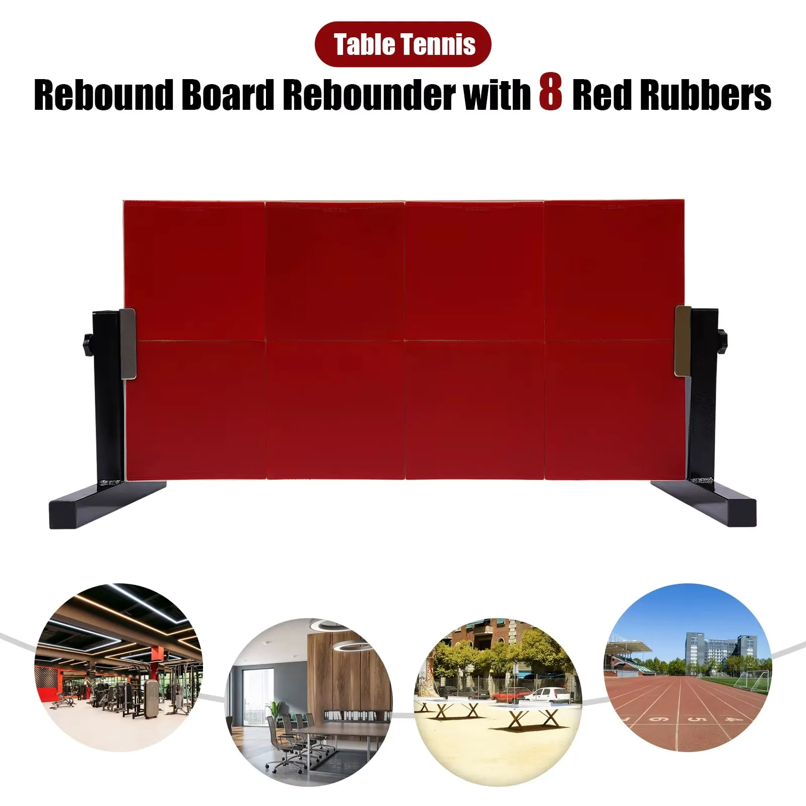 ElitePing Table Tennis Rebound Board with 8 Red Rubbers