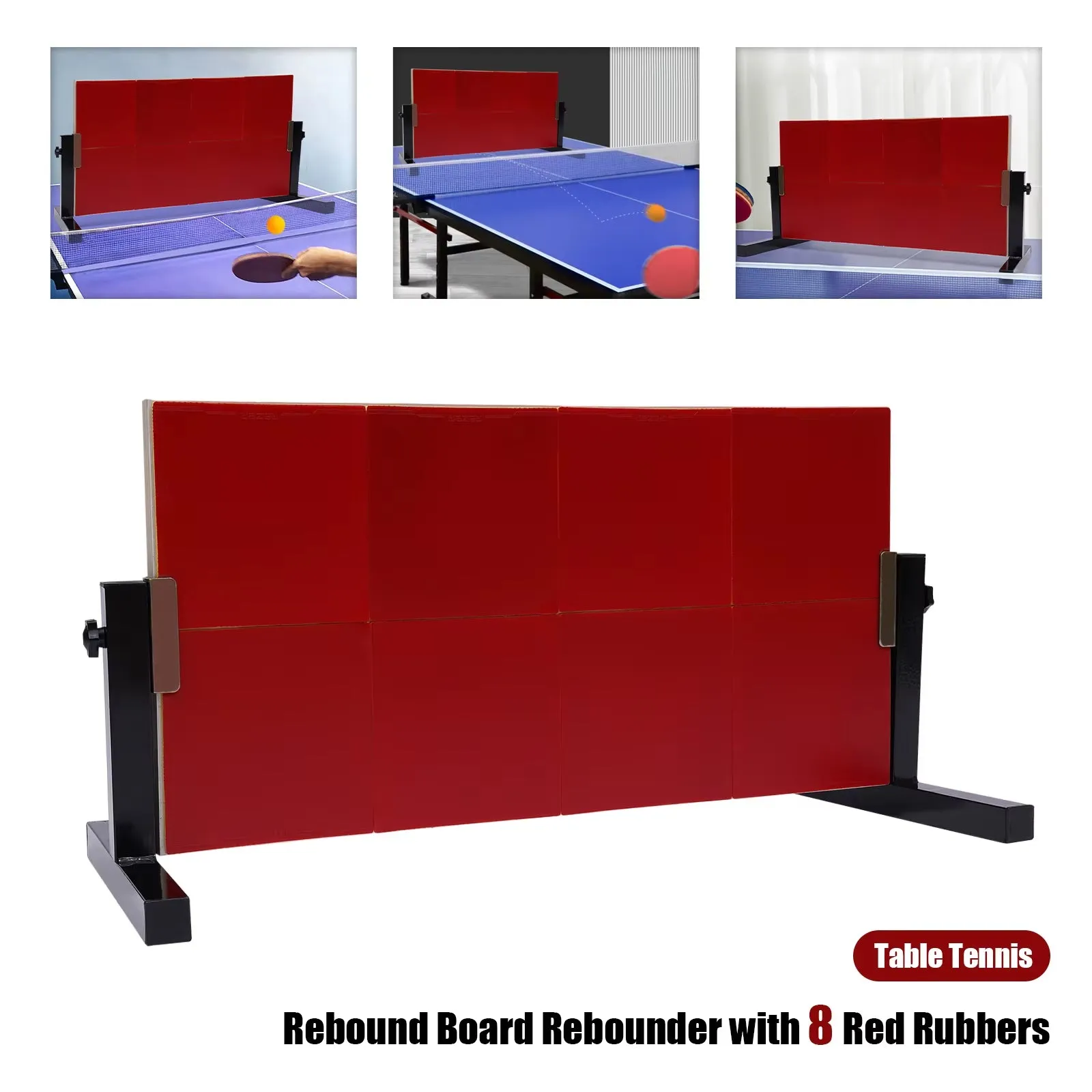 ElitePing Table Tennis Rebound Board with 8 Red Rubbers