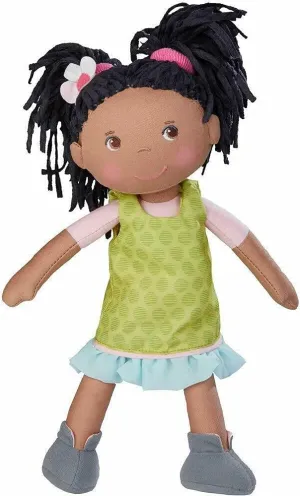 Embroidered Face, Removable Green Dress, Machine Washable Soft Baby Doll - 18 Months  HABA Cari 12" Black fortune Baby Doll with Black Pigtails, 