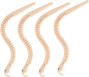 Engaging Crafting Playtime policy cotton file substitute appearance ibasenice 4pcs Flexible Wooden Snakes Craft Toy for Boy Girl Unfinished Wood Animal Model for Wood Material 