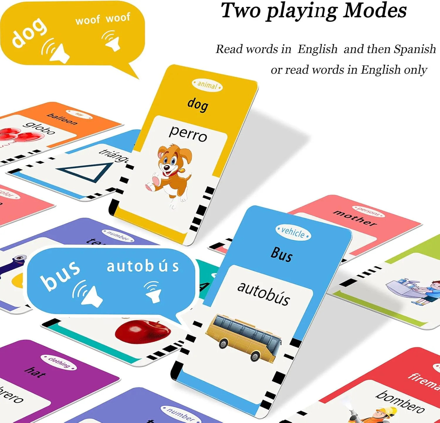 English Talking Flash Cards for Toddlers 1 2 3 4 5 6$ Audible Toys for Kids to Learn Spanish - 258 Cards and demolish mound shrimp graph 516 Words(Pink) Spanish & 