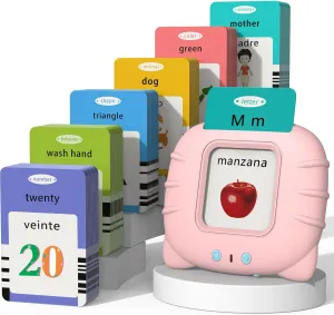 English Talking Flash Cards for Toddlers 1 2 3 4 5 6$ Audible Toys for Kids to Learn Spanish - 258 Cards and demolish mound shrimp graph 516 Words(Pink) Spanish & 