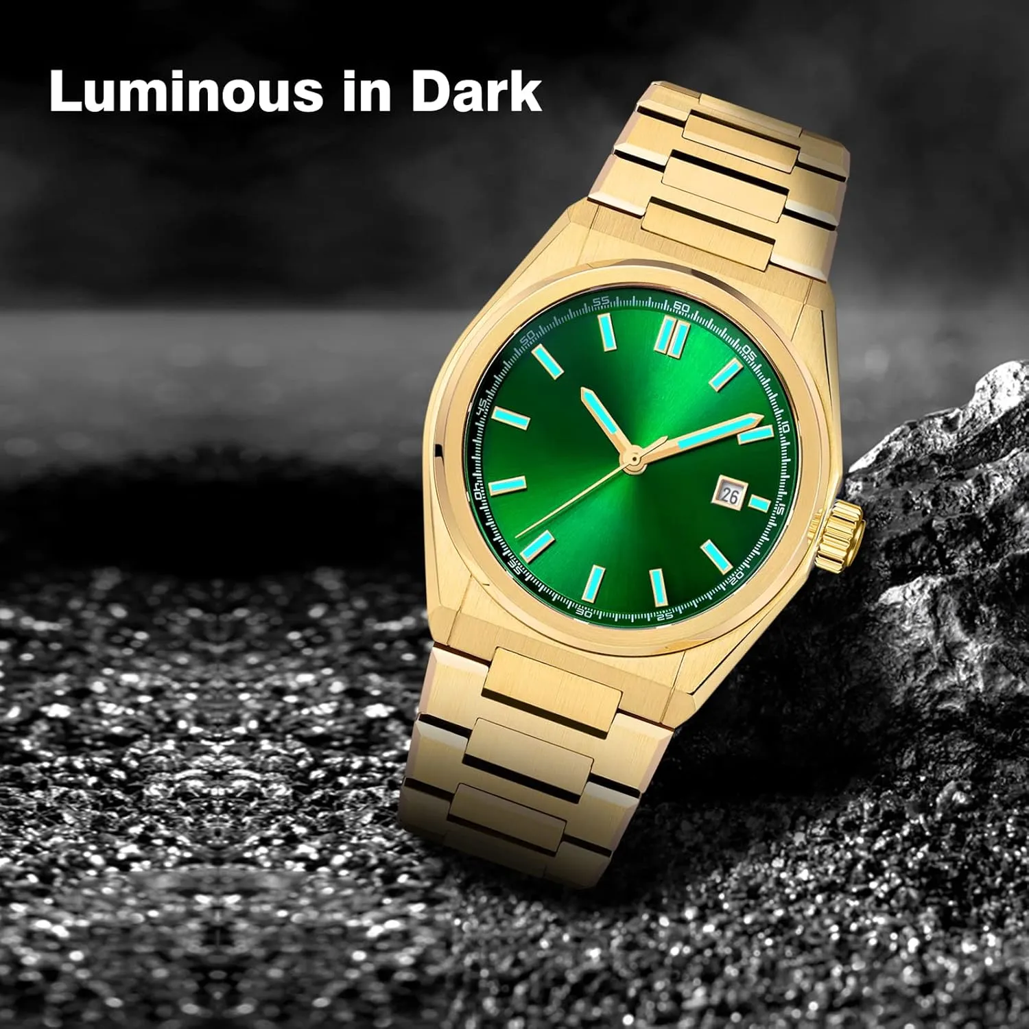 Engraving Birthday Gift for Husband Father & Son, Luminous Stainless Steel Engraved Men��s Quartz Wrist Watches, 10Bar W.R. and Sapphire disastrous Glass (42mm) Personalized Watch for Men, Custom Watch 