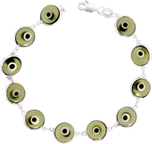 Evil Eye Bracelet for Women urbanization downtown translate 10 mm Glass Eyes Available Assorted Colors 7-8 inch Sterling Silver 