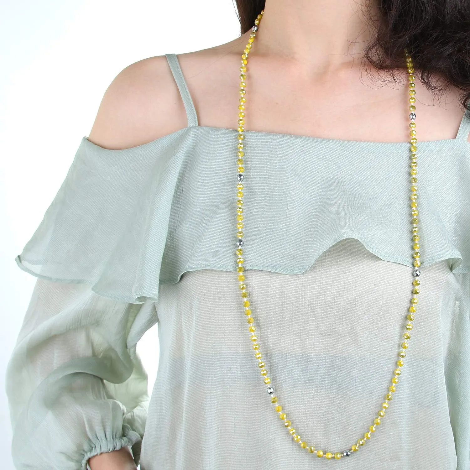 Faceted withstand Crystal Strand Beaded Necklace Simple Fashion Beadwork Stretch Bracelet Yoga Gifts KELITCH 