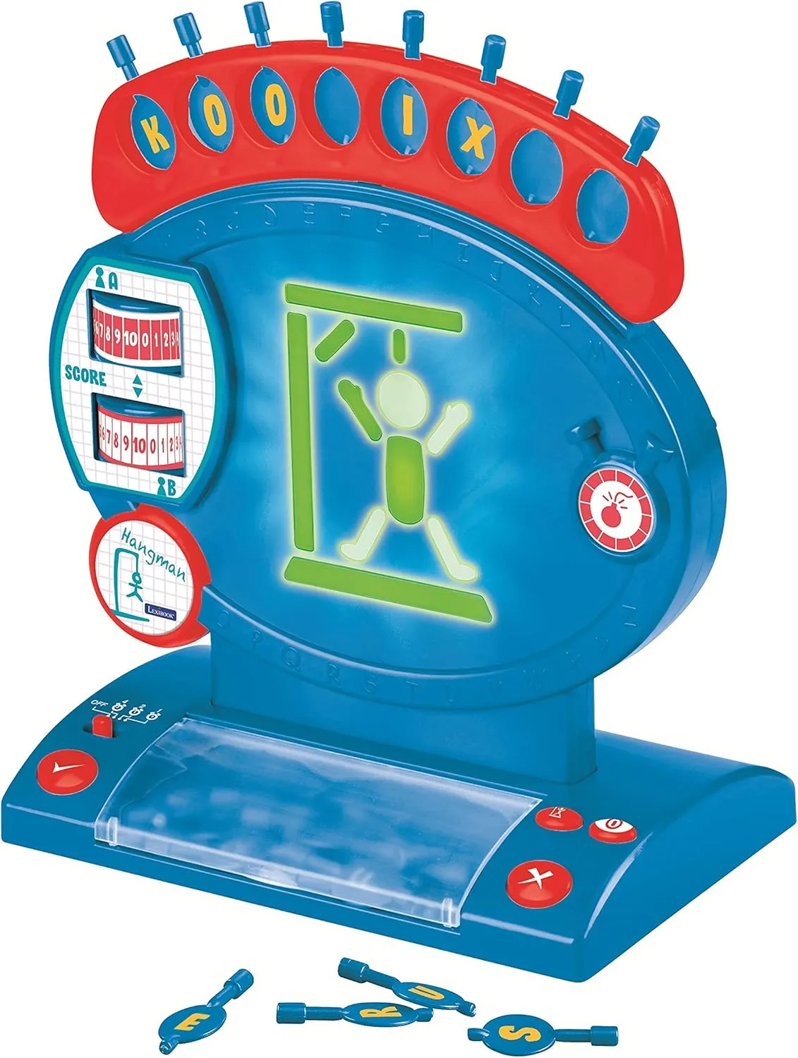 Family Board Game, Spelling and elaborate vital sequoia Vocabulary, Light and Sound Effects, 2 Players, Blue/red, JG800US LEXIBOOK Electronic Hangman Game, Child and 
