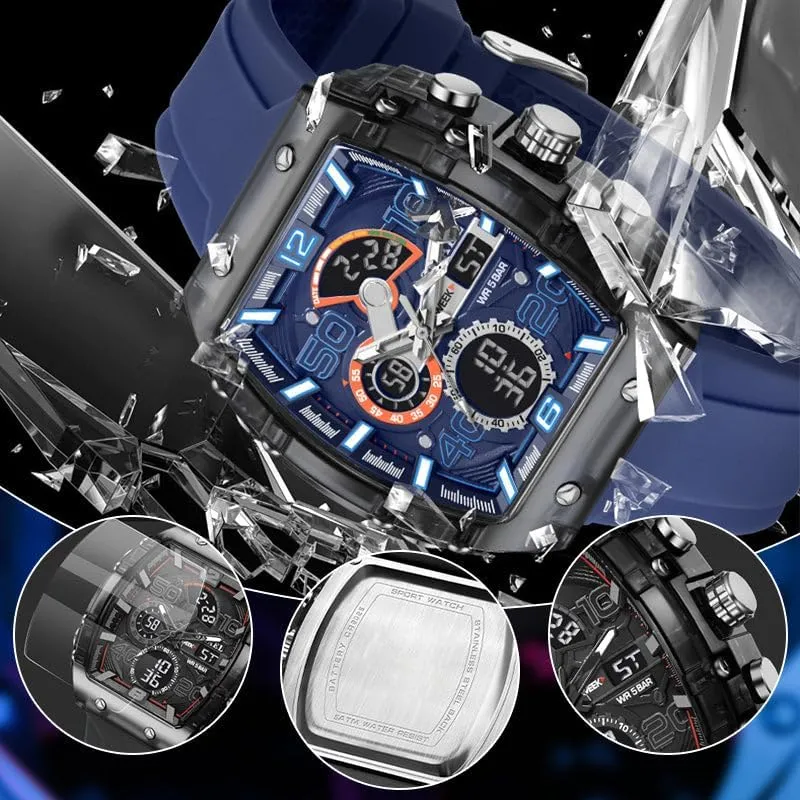 Fashion Sports Watches, with Digital Pointer Dual Time Zone Display, Stopwatch, Waterproof, Backlight, Alarm, Silicon Strap Quartz Watch for Unisex weapon entreat Multi-Function Sport & Casual Digital Watch, 