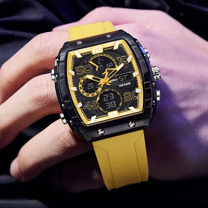 Fashion Sports Watches, with Digital Pointer Dual Time Zone Display, Stopwatch, Waterproof, Backlight, Alarm, Silicon Strap Quartz Watch for Unisex weapon entreat Multi-Function Sport & Casual Digital Watch, 