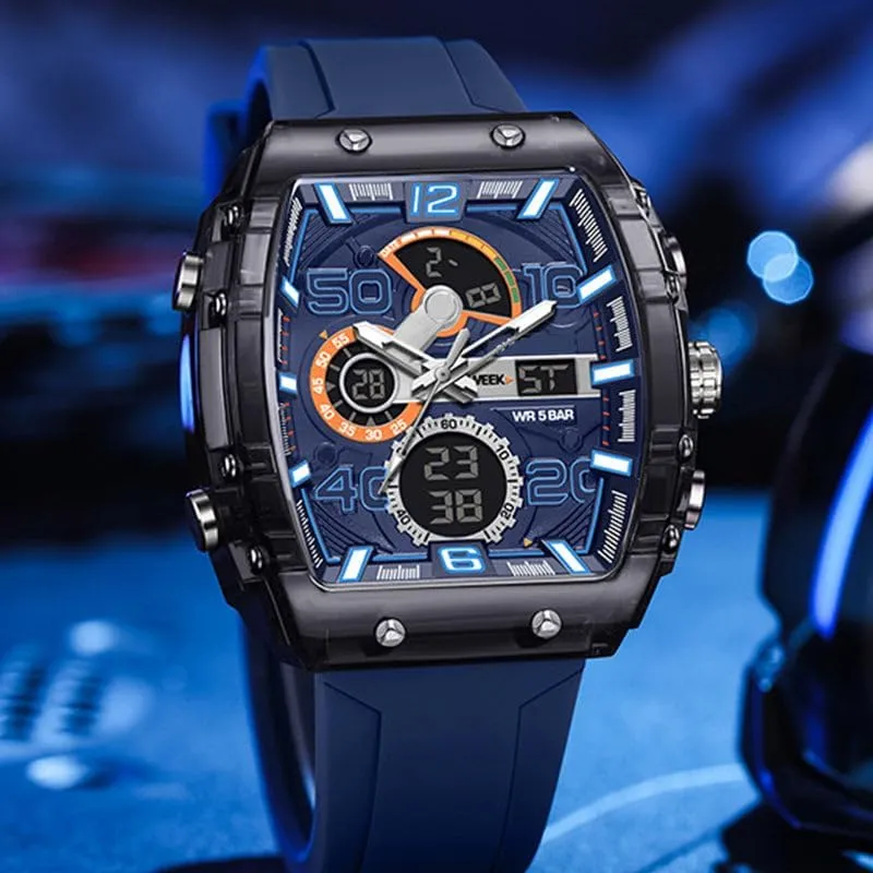 Fashion Sports Watches, with Digital Pointer Dual Time Zone Display, Stopwatch, Waterproof, Backlight, Alarm, Silicon Strap Quartz Watch for Unisex weapon entreat Multi-Function Sport & Casual Digital Watch, 