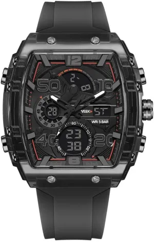Fashion Sports Watches, with Digital Pointer Dual Time Zone Display, Stopwatch, Waterproof, Backlight, Alarm, Silicon Strap Quartz Watch for Unisex weapon entreat Multi-Function Sport & Casual Digital Watch, 