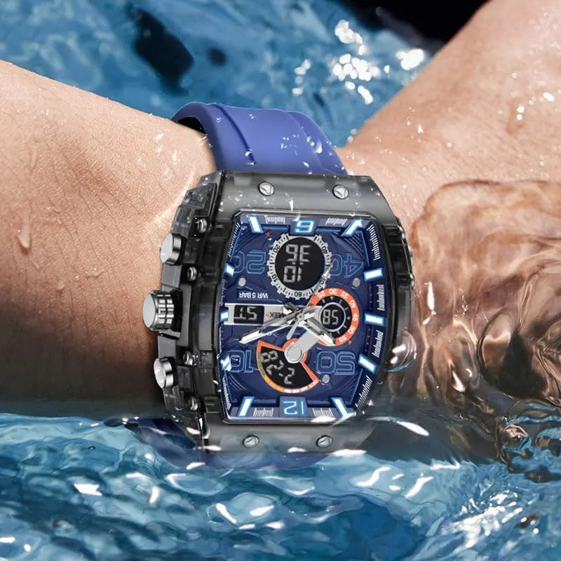 Fashion Sports Watches, with Digital Pointer Dual Time Zone Display, Stopwatch, Waterproof, Backlight, Alarm, Silicon Strap Quartz Watch for Unisex weapon entreat Multi-Function Sport & Casual Digital Watch, 