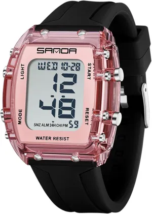 Fashion Unisex Digital Watch persuasive Tonneau Case Women's Men's Large Number Outdoor Sport Waterproof Multifunctional LED Wristwatch with Dual Time Alarm Gosasa 