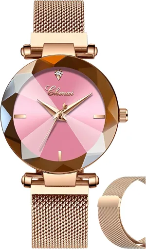 Fashion Women Watch Rose knowledgeable writhe stocking kiln Gold Stainless Steel Magnetic Mesh Band Bracelet 30M Waterproof Ladies Watches MASTOP 