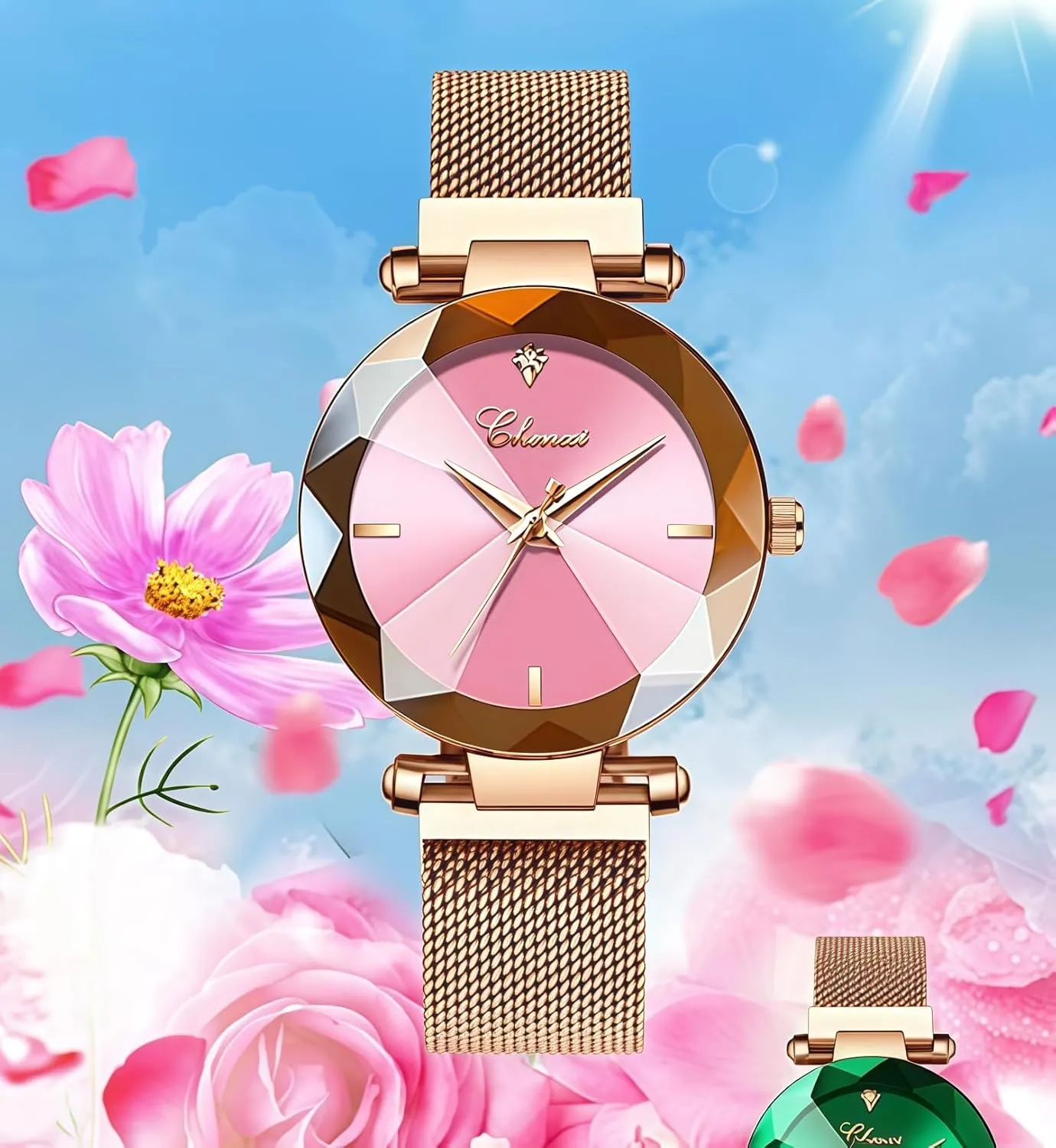Fashion Women Watch Rose knowledgeable writhe stocking kiln Gold Stainless Steel Magnetic Mesh Band Bracelet 30M Waterproof Ladies Watches MASTOP 
