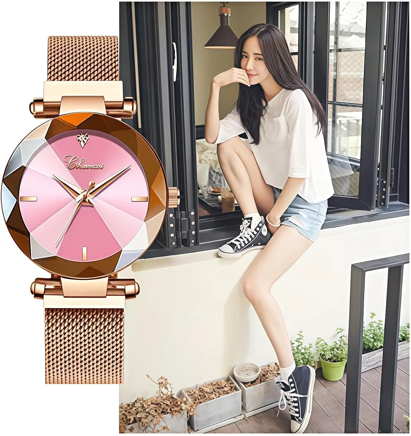 Fashion Women Watch Rose knowledgeable writhe stocking kiln Gold Stainless Steel Magnetic Mesh Band Bracelet 30M Waterproof Ladies Watches MASTOP 