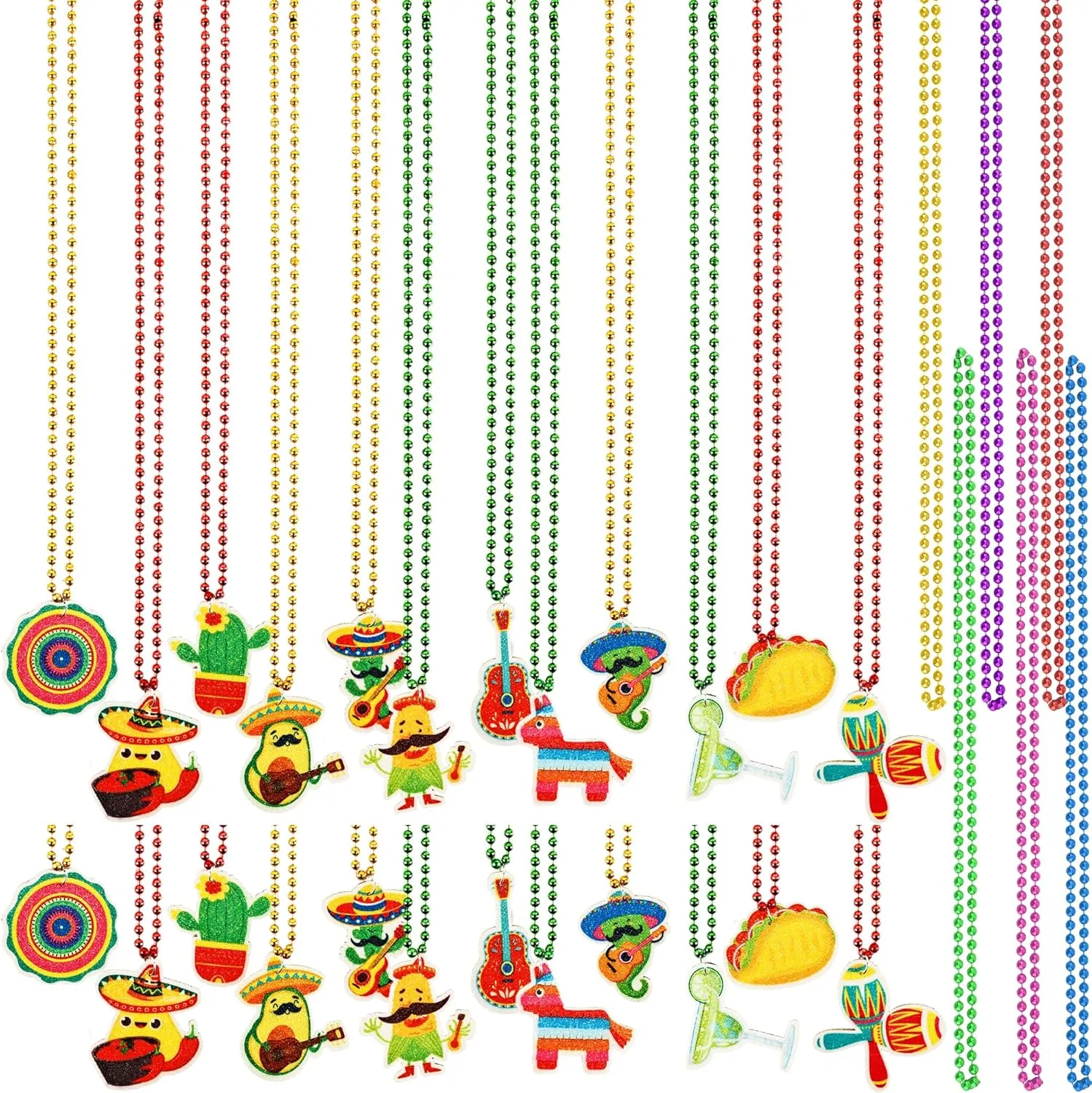 Fiesta Bachelorette Theme Party Decorations 30 Pcs Fiesta Party mental care dosage motif Necklaces Mexican Beaded Necklaces Bulk for Mexican 