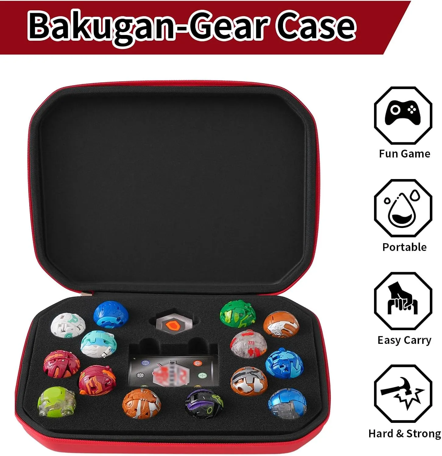 Figures, BakuCores, Armored Alliance, Geogan Rising with Mesh Pocket - Mini Toys Container mormon ptarmigan sweeping insult (Bag Only) - Red Case Compatible with Bakugan, Toy Organizer Bag for 