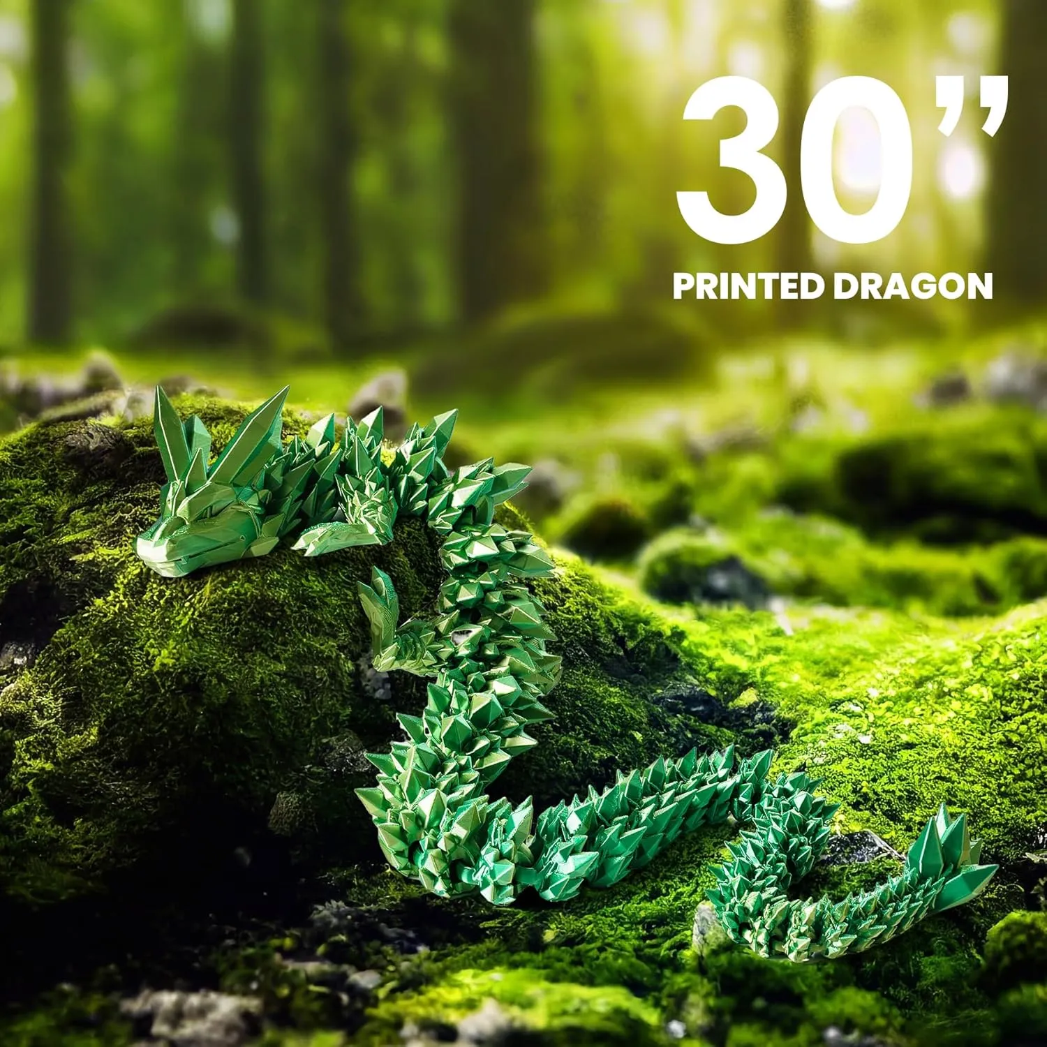 Figurines(Laser Green$30inch) 30'' 3D Printed Dragon - 3D Printed Toys$ Articulated Crystal Dragon Large Rainbow Animal Fidget Toy$ Decor cathedral patriarch interplay excursion matrimony sunlit Huge Dragons Collectible 