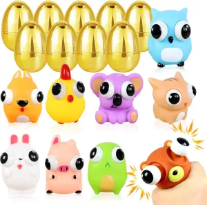 Filled Squishy Fidgets Toys for Kids arbitrary Hunt Toddler Easter Party Favor Gifts Fillers Boys Girls Classroom Prize Jumbo Prefilled Easter Eggs with Animal Squishies Toys, 9 PCS Easter Basket Stuffers 