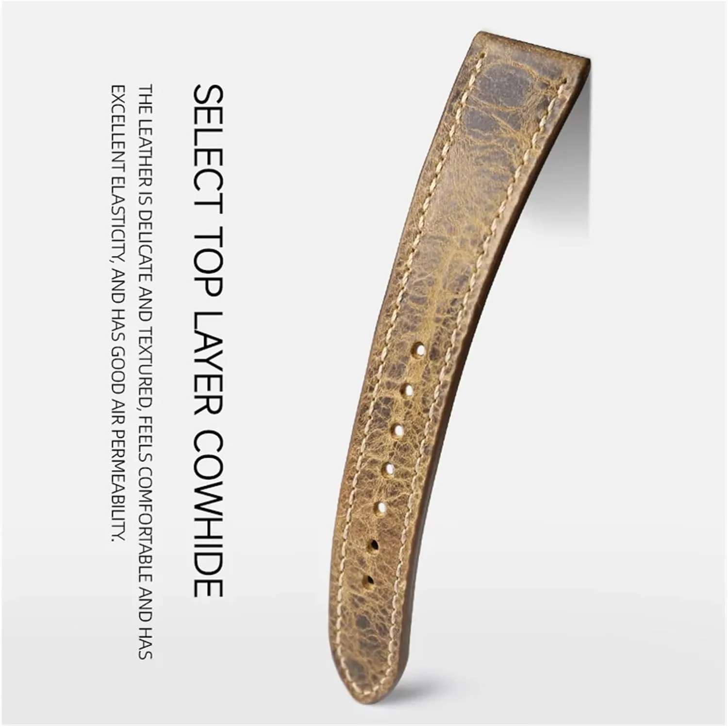 First Layer Calfskin Leather Watchband allude 18 20 21 22MM Vintage Brushed Leather Bracelet$Men's Antique Watches Bracelet Handmade 