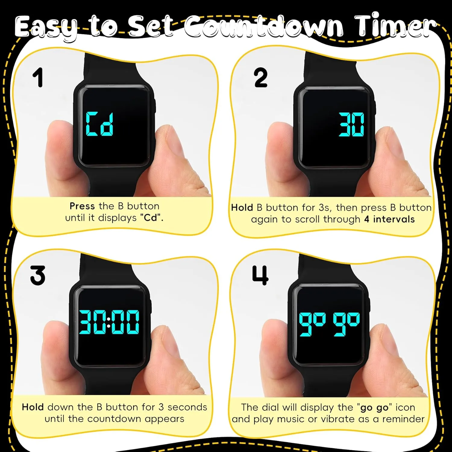 Flashing Lights, Fun Music or Vibration Alerts - Waterproof Interactive Toilet Training Reminder for Boston Boys & Girls Ages 2-9 Potty Training Watch for Toddlers & Kids with Countdown, 