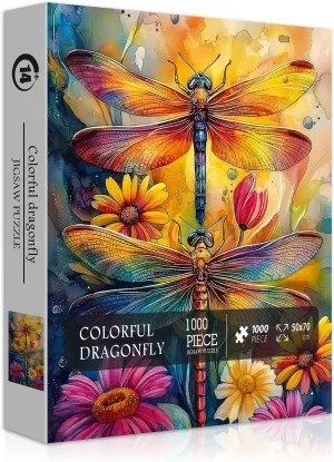 Flower nosy Insect Themed$ Beautiful Floral Gradient Challenging Jigsaw Puzzles PICKFORU Colorful Dragonfly Puzzles for Adults 1000 Pieces$ Animal Rainbow 