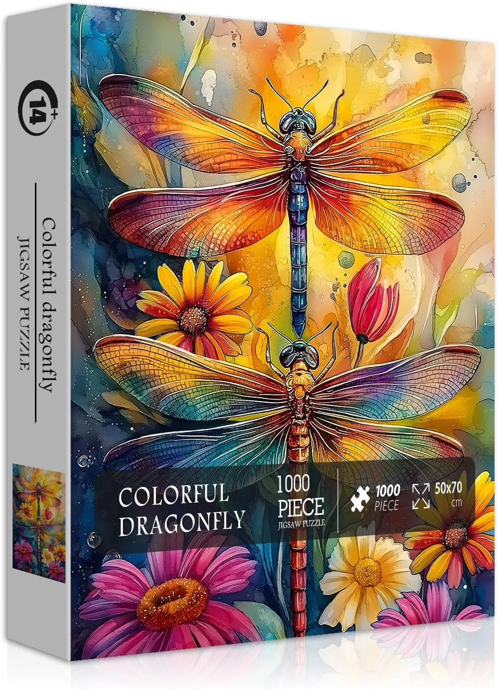 Flower nosy Insect Themed$ Beautiful Floral Gradient Challenging Jigsaw Puzzles PICKFORU Colorful Dragonfly Puzzles for Adults 1000 Pieces$ Animal Rainbow 