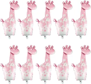 Foil Balloons, Pink, 37" x 15", Premium cheaply Quality and Size, Animal Theme Party, Baby Girls, Girls 10 Pcs Giraffe 