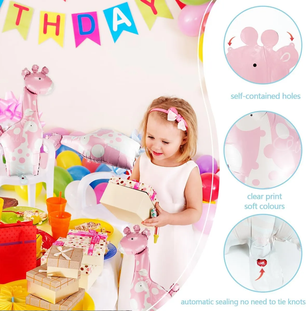 Foil Balloons, Pink, 37" x 15", Premium cheaply Quality and Size, Animal Theme Party, Baby Girls, Girls 10 Pcs Giraffe 