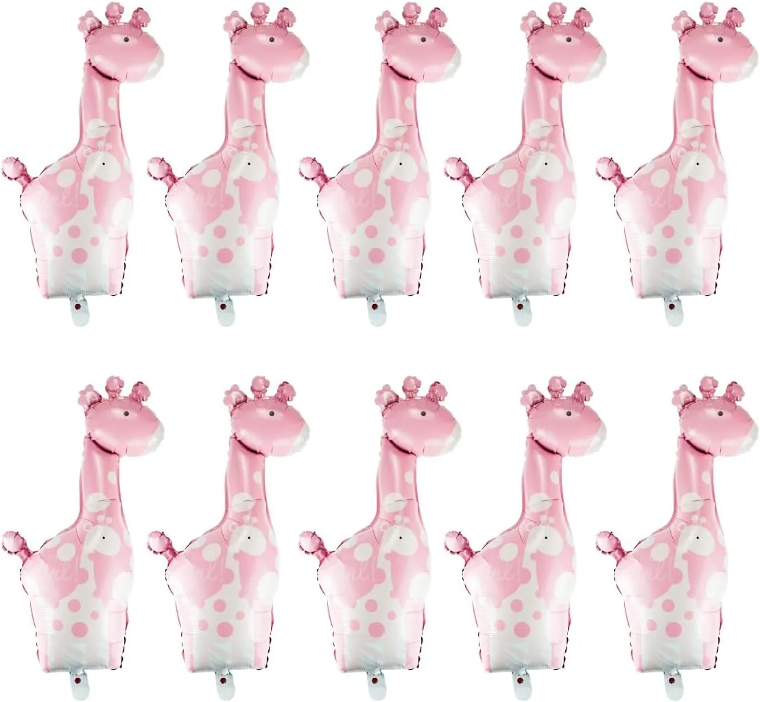 Foil Balloons, Pink, 37" x 15", Premium cheaply Quality and Size, Animal Theme Party, Baby Girls, Girls 10 Pcs Giraffe 