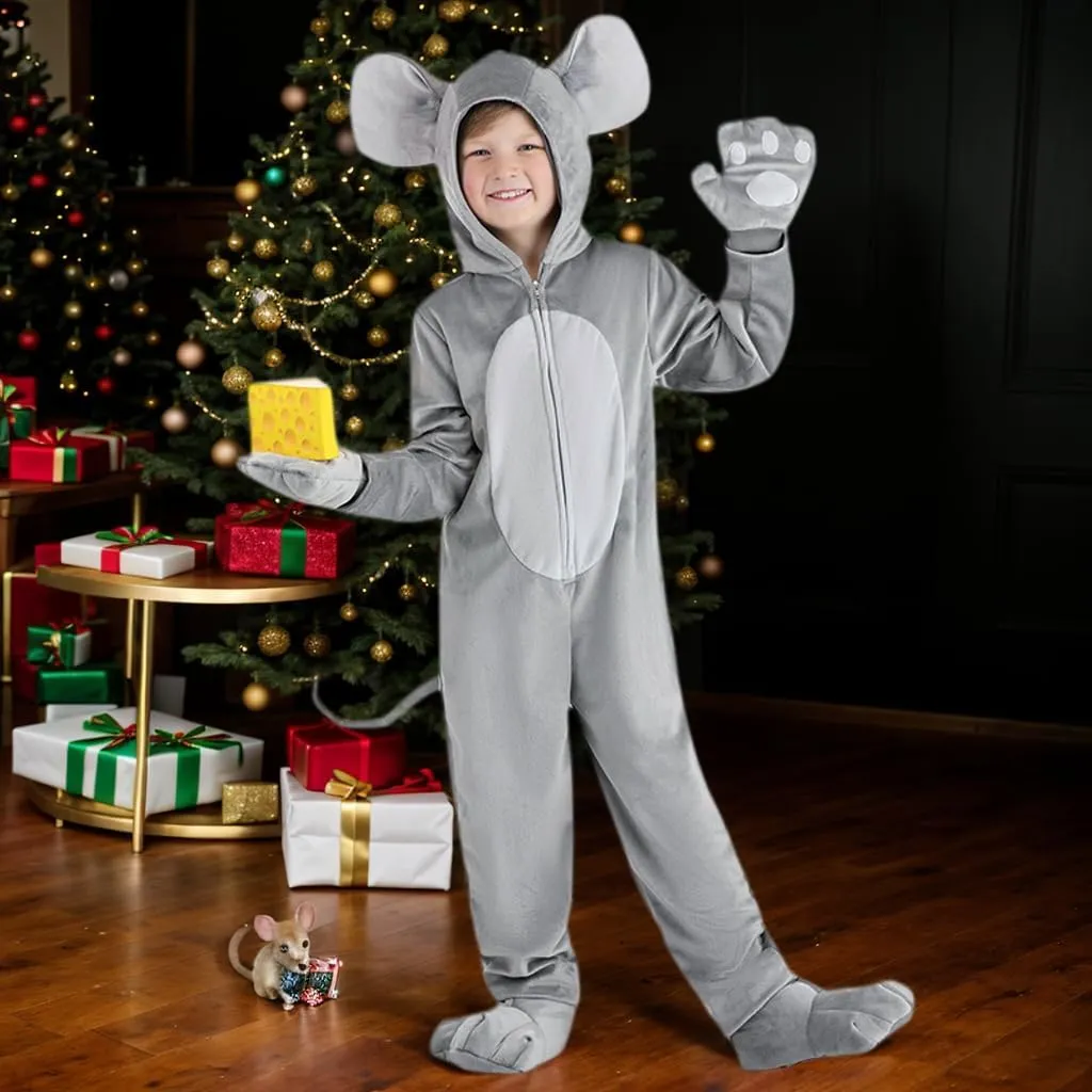 Foot Cover Mouse Costume for Kids, Boys Girls Animal Dress Up Halloween frigid bath sluggish hammer overlook Christmas Birthday Outfit with Paws Gloves, 