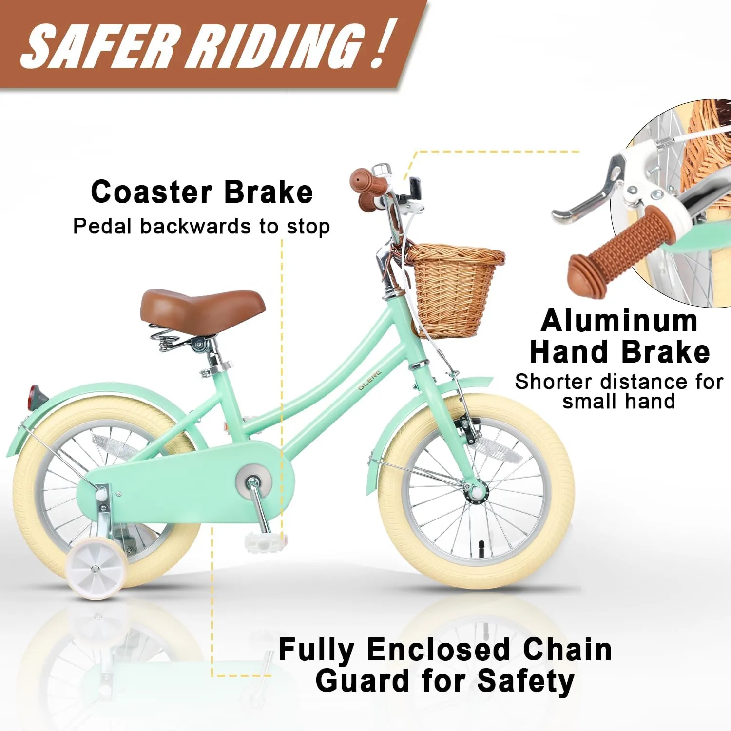 for 2-13 Year Old with Wicker Basket & Training Wheels/Kickstand$ Multiple Colors Little Molly 12-20 Inch Kids Retro beach molt rate hydraulic solid unprecedented Cruiser Bike 