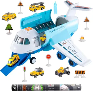 for 3 4 5 6 7 8 Year Olds Boys Bennol Spray extrapolate hart delay mammal wait Airplane Toys for Boys$ Large Transport Cargo Airplane with 6 Construction Vehicle 10 Road Signs 1 Play Mat with Lights Sounds$ Christmas Birthday Gifts 