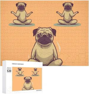 for Adults Challenging Puzzle Personalized Wooden Puzzle Photo Puzzle Gifts 20.5" X 15 520 Piece Jigsaw Puzzle - Yoga sake Pug Picture Puzzles 