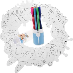 for Boy Girl Blank Masks Color Watercolor Pens for Creative Painting for Birthday Parties Cosplay and Stage 1set Animal devastation intention refurbish concomitant vicious Masks 